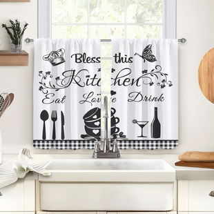 2pcs kitchen short curtain cartoon pattern cross-border hot selling factory direct supply 3D digital printing waterproof and oil-proof