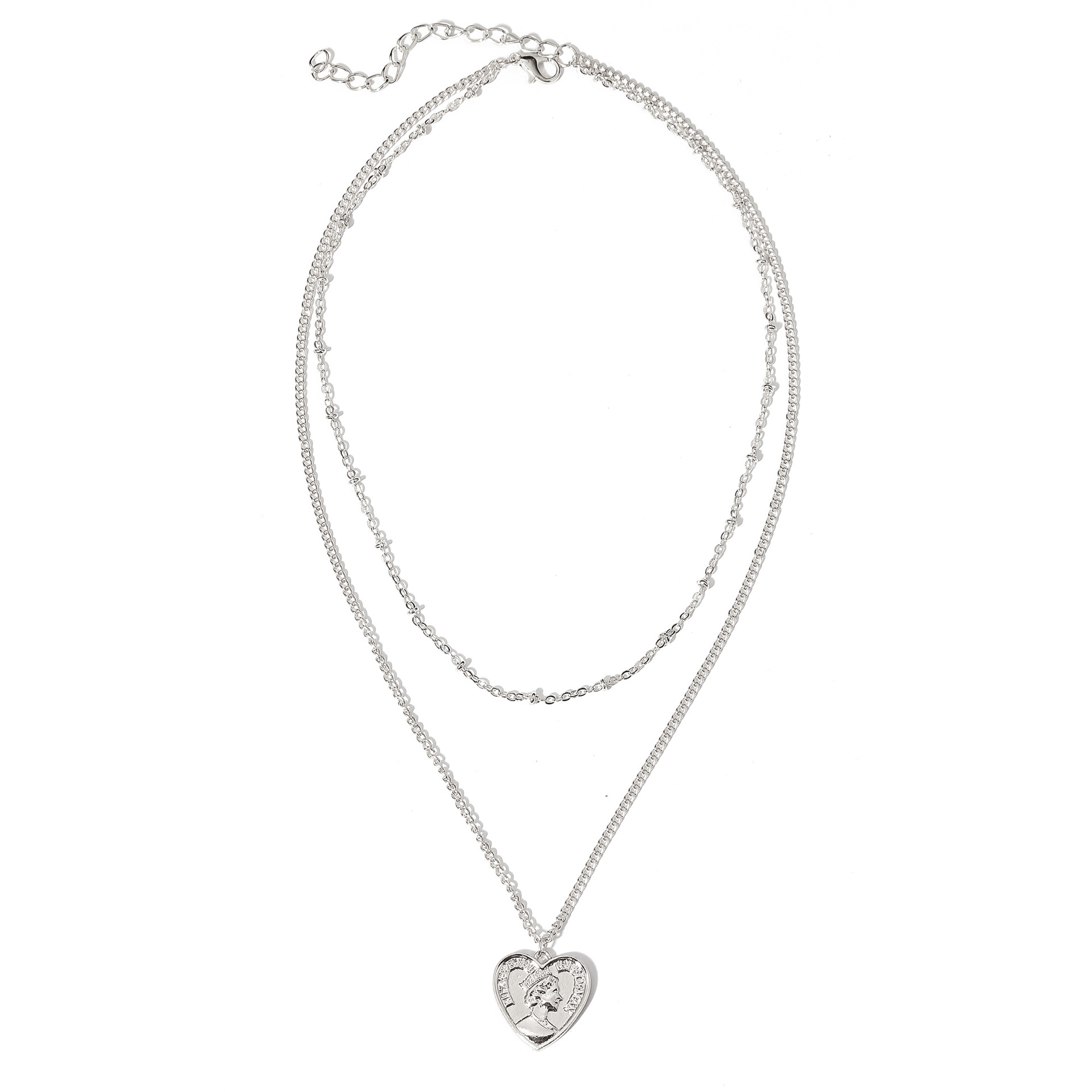 Nihaojewelry Simple Peach Heart Pendant Double Layer Necklace Wholesale Jewelry display picture 8