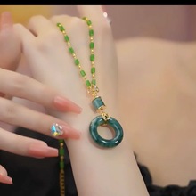 25新款高级平安扣吊坠项链仿玉石竹节民族风原创小众轻奢设计新款