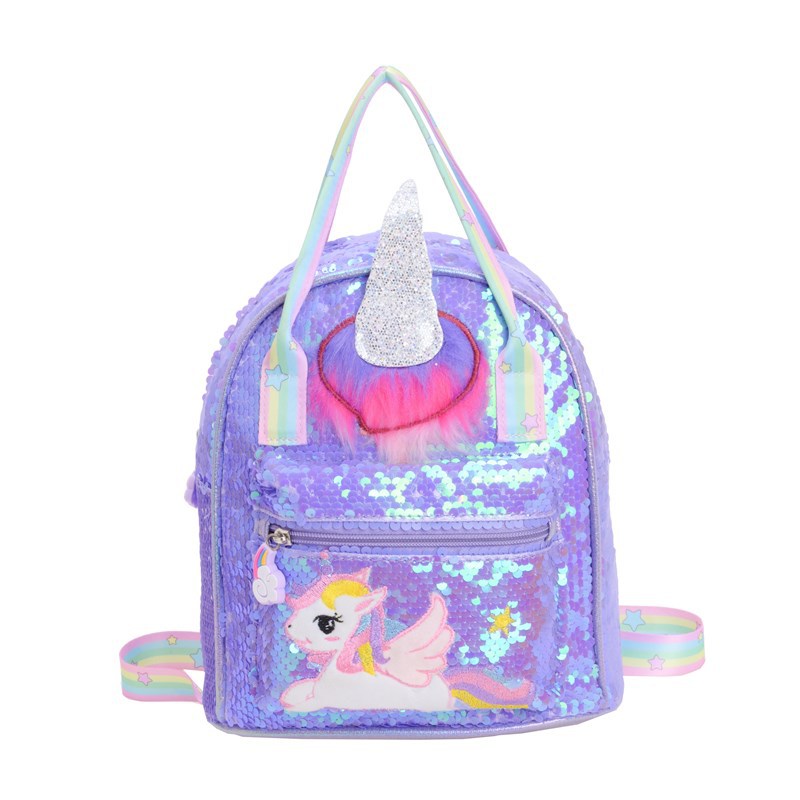 Mochila de niña con lentejuelas de moda Dibujos animados lindo pony jardín de infantes mochila para bebé nueva mochila para niños marea