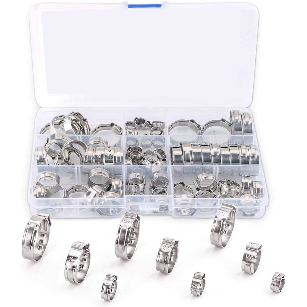 Нержавеющая сталь один ухо шланга зажим 80 шт. 6-23,6 мм прижимной шланг зажим зажим для шланга комбинированный комплект бесступенчатый тянуть