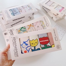 MIMO新款纯棉A类儿童内裤 女宝宝平角裤中小童卡通短裤外贸5条装