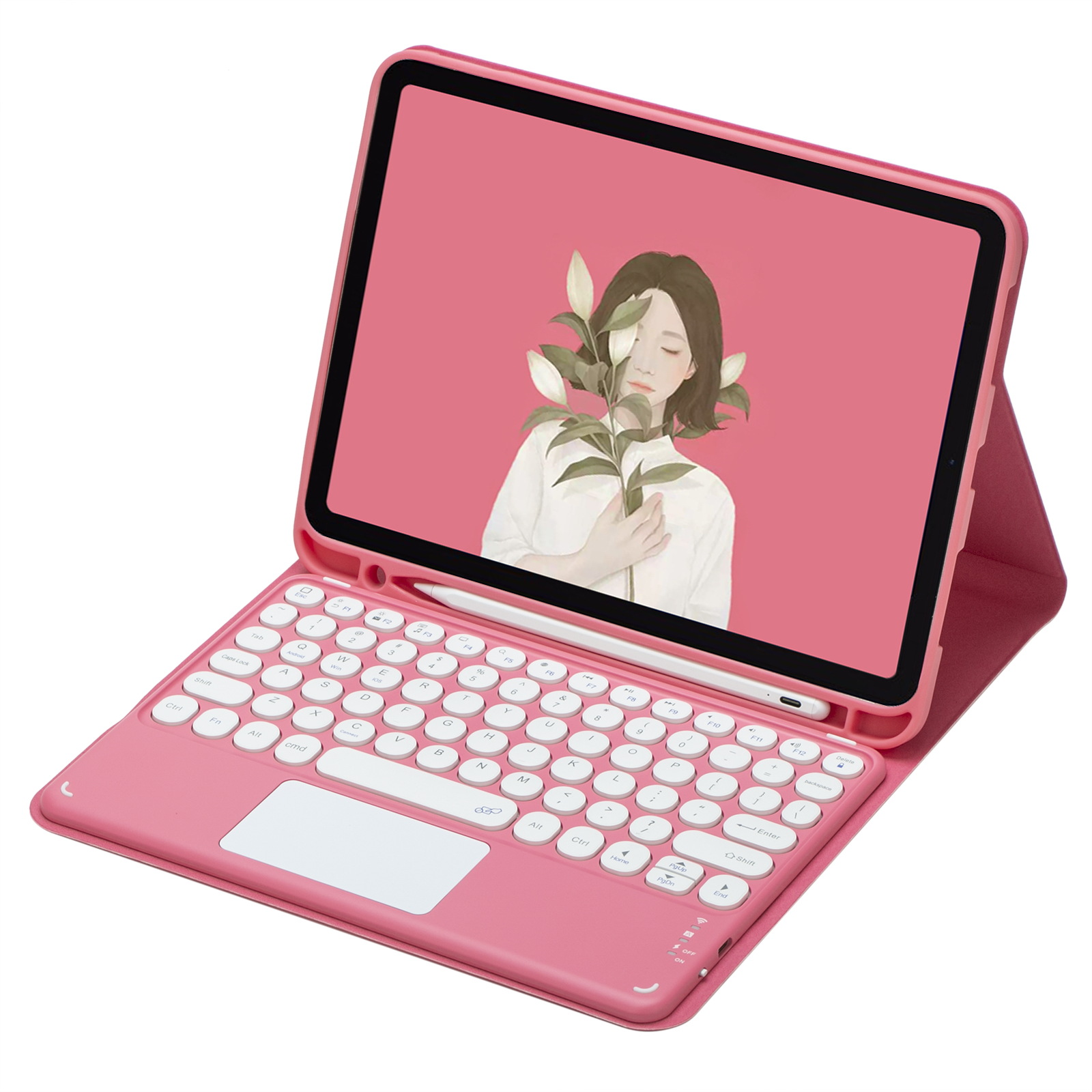 Funda protectora para teclado Bluetooth de 11 generaciones para iPad Funda de cuero para teclado táctil con tapa redonda pro11 magnética de 10,2 pulgadas