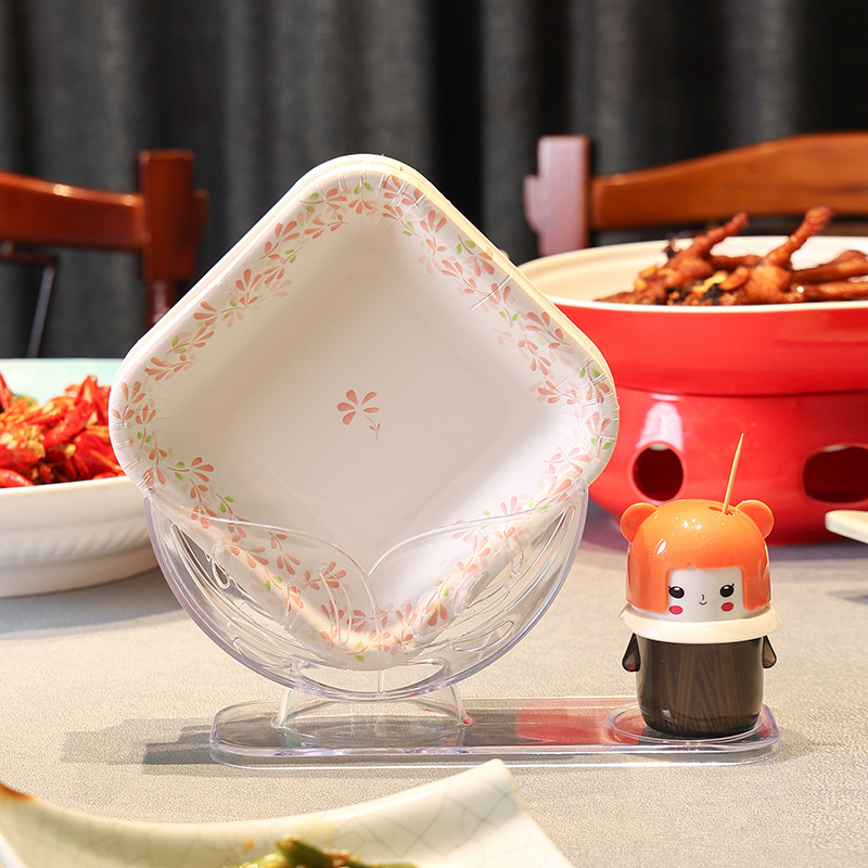 Plato desechable de hueso de 6 pulgadas de mesa de comedor casera, plato de papel de fiesta al por mayor, espesación desechable de hueso