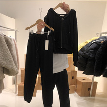 韩国东大门2025秋季新款雾霾蓝时尚休闲运动套装女宽松卫衣两件套