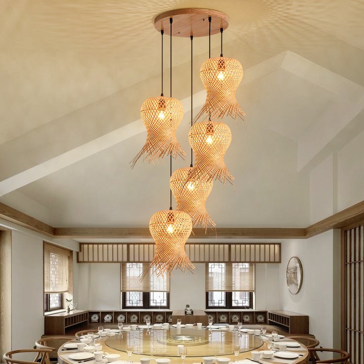 Restaurante chino pantalla de bambú olla caliente restaurante bambú arte lámparas japonés cama y desayuno linterna de bambú sala de té creativo pequeña lámpara