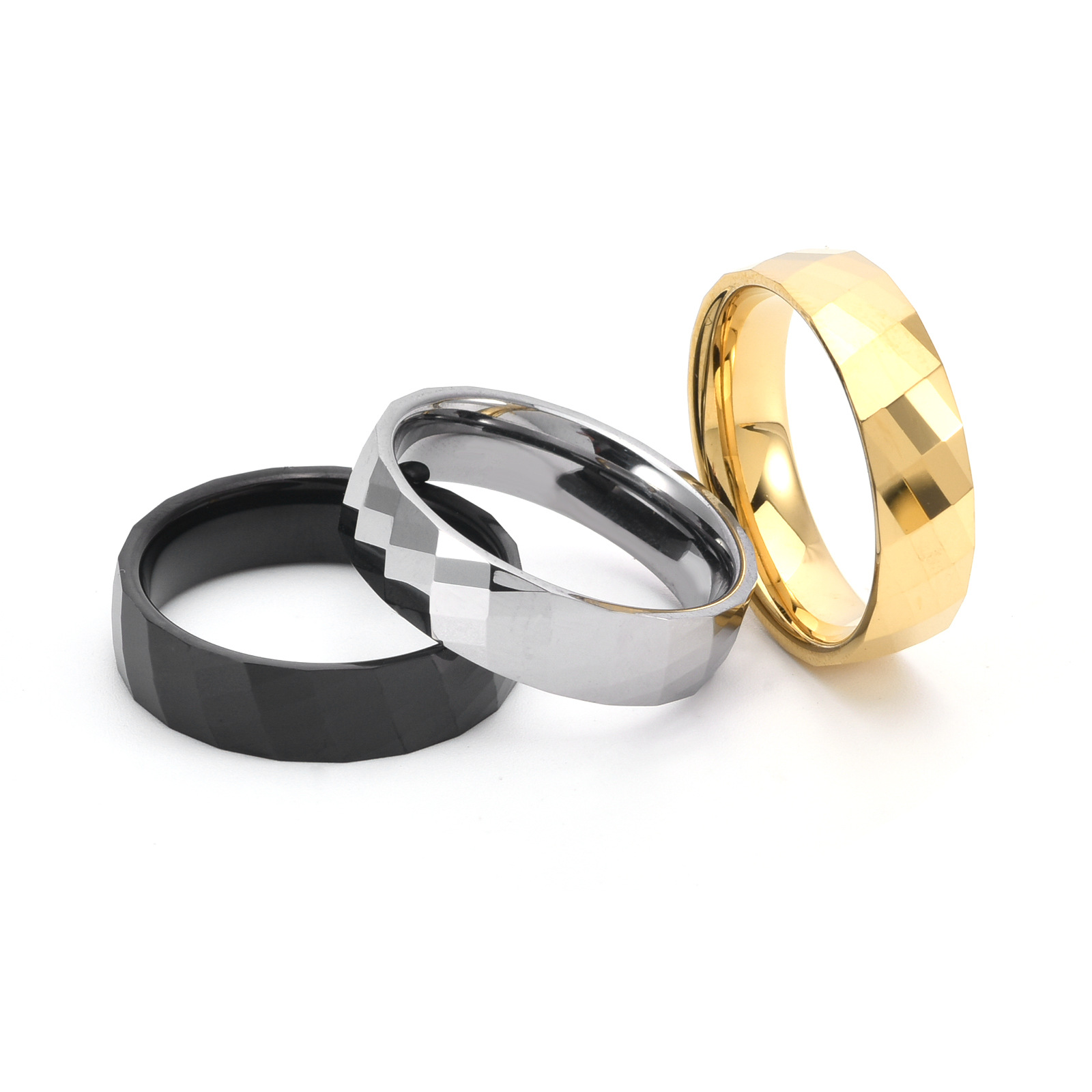 Punk Solid Color Tungsten Steel Polishing Men's Rings display picture 7