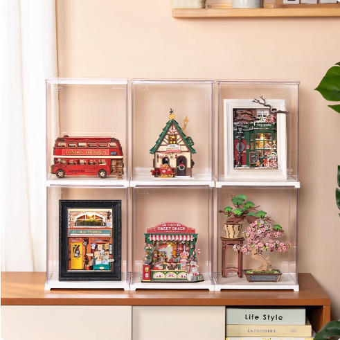 rolife Ruolai DIY cottage dust cover display box household building blocks imitation acrylic toy storage transparent