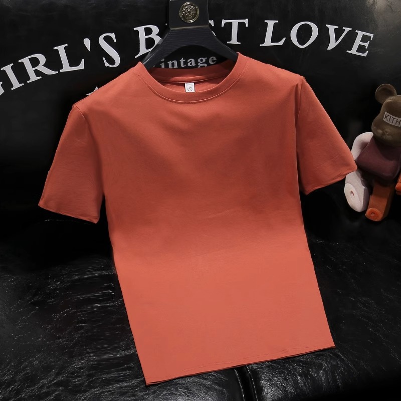 Herren-T-Shirt in Bonbonfarben mit Rundhalsausschnitt – Sommerliches, trendiges Kurzarm-T-Shirt, stylisch, vielseitig, einfarbig, attraktives Unterhemd_voghion.com