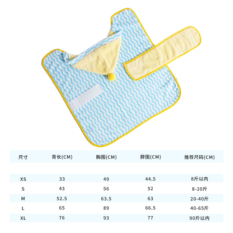 파란색+노란색 애완동물 목욕가운
