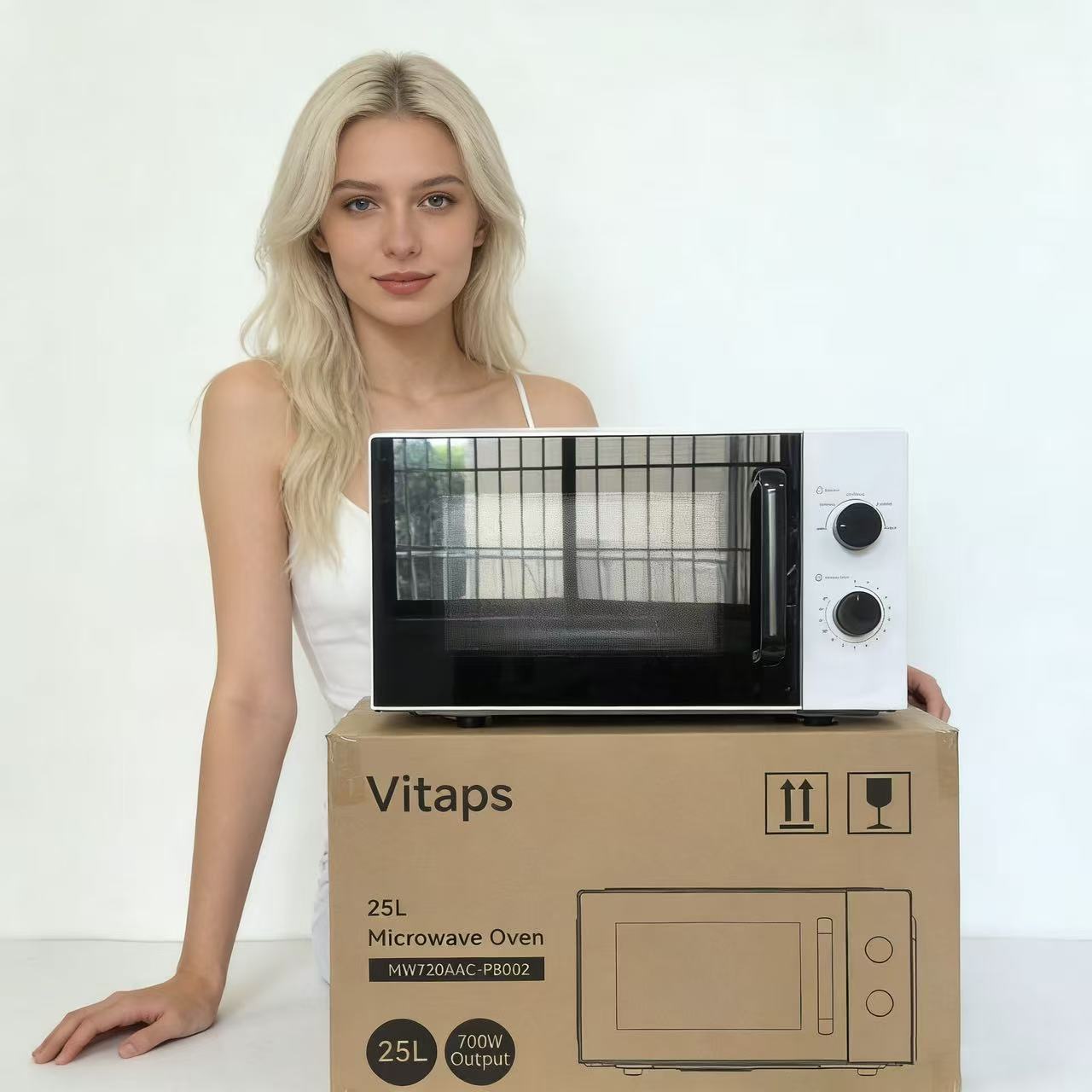 Microwave Oven Factory Wholesale European Standard Cross-Border 25L Turntable Heating Type for Home Use with Multi-Function Appointment Timer Heating