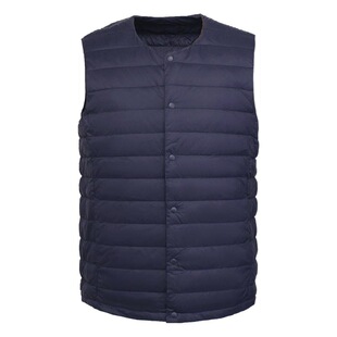 Cross-border Men's New Light Down Vest Short Slim-fit Shoulder-waistcoat Large Size Liner Collarless Vest Variable V-neck