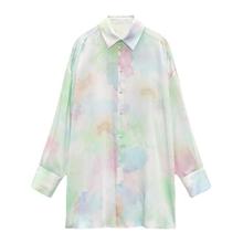 TAOP&ZA3666/060新款女装通勤扎染丝缎质感宽松衬衫03666060250