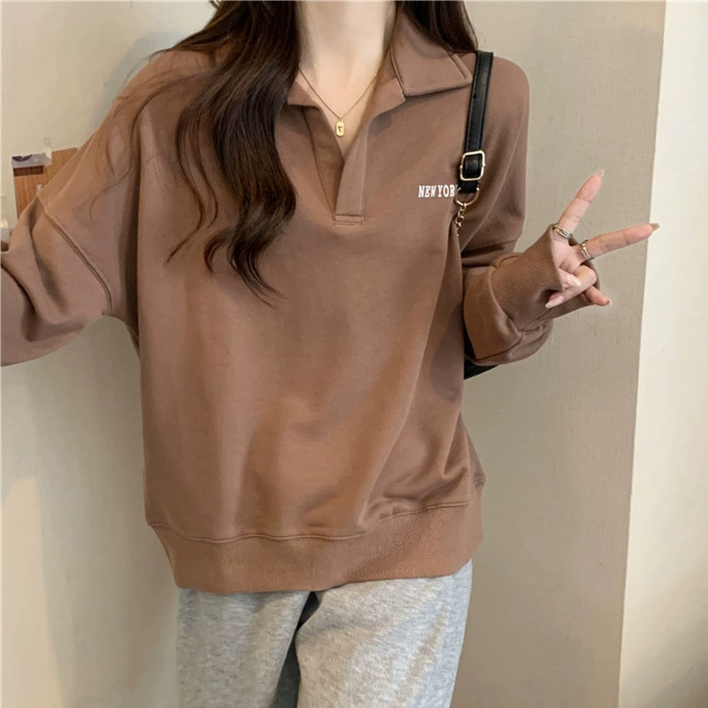 Long-Sleeve Polo Top, Oversized Fit, Thin Autumn Knit, Sizes M–2XL