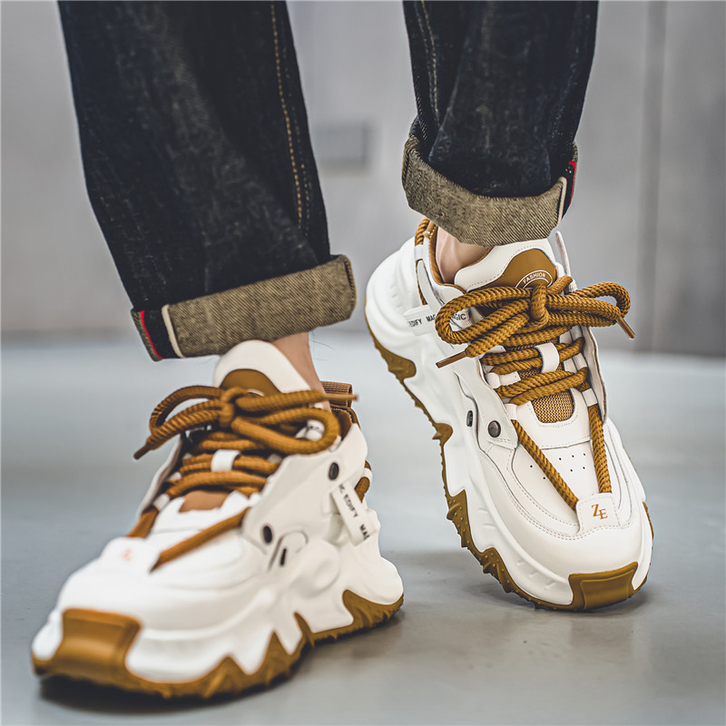 2024 transmisión en vivo nuevo estilo zapatos de papá zapatos de marca de moda zapatos de hombre de cuero casual ligero de lujo zapatos de hombre suela gruesa aumentó zapatos casuales Coreanos