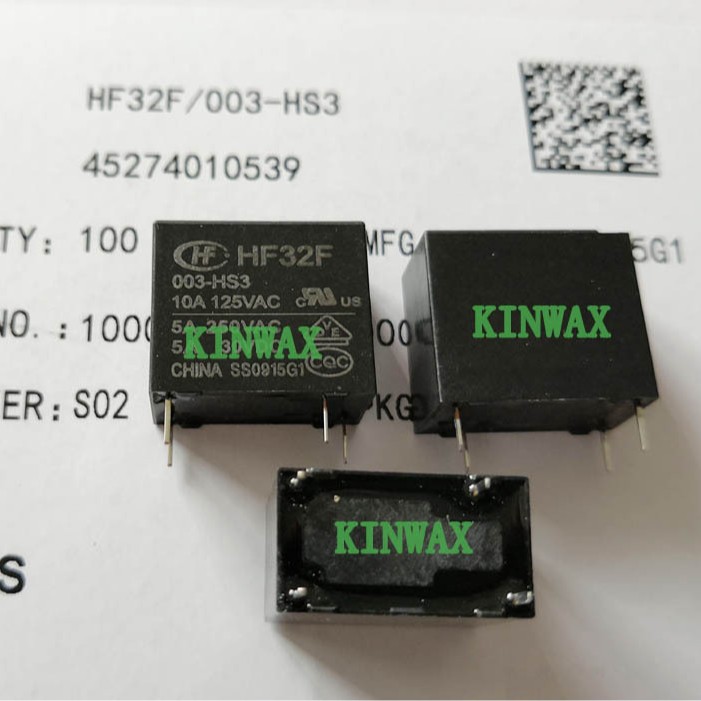 HF32F/005-HLQ 常开4脚3A250VAC继电器