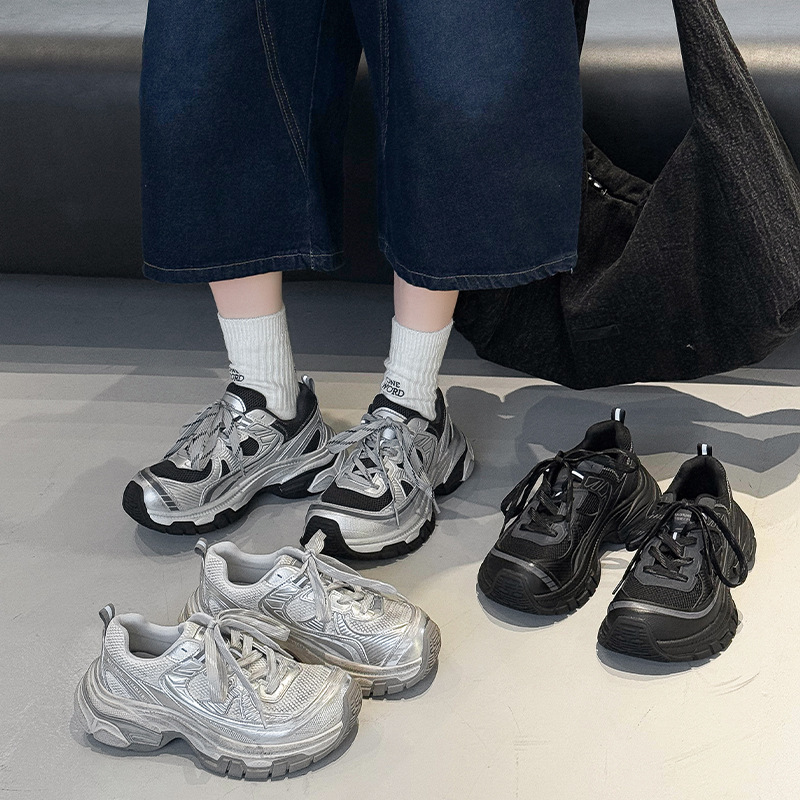 厚底真皮2025秋季新款休闲运动鞋百搭小个子增高百搭老爹鞋女鞋子|undefined