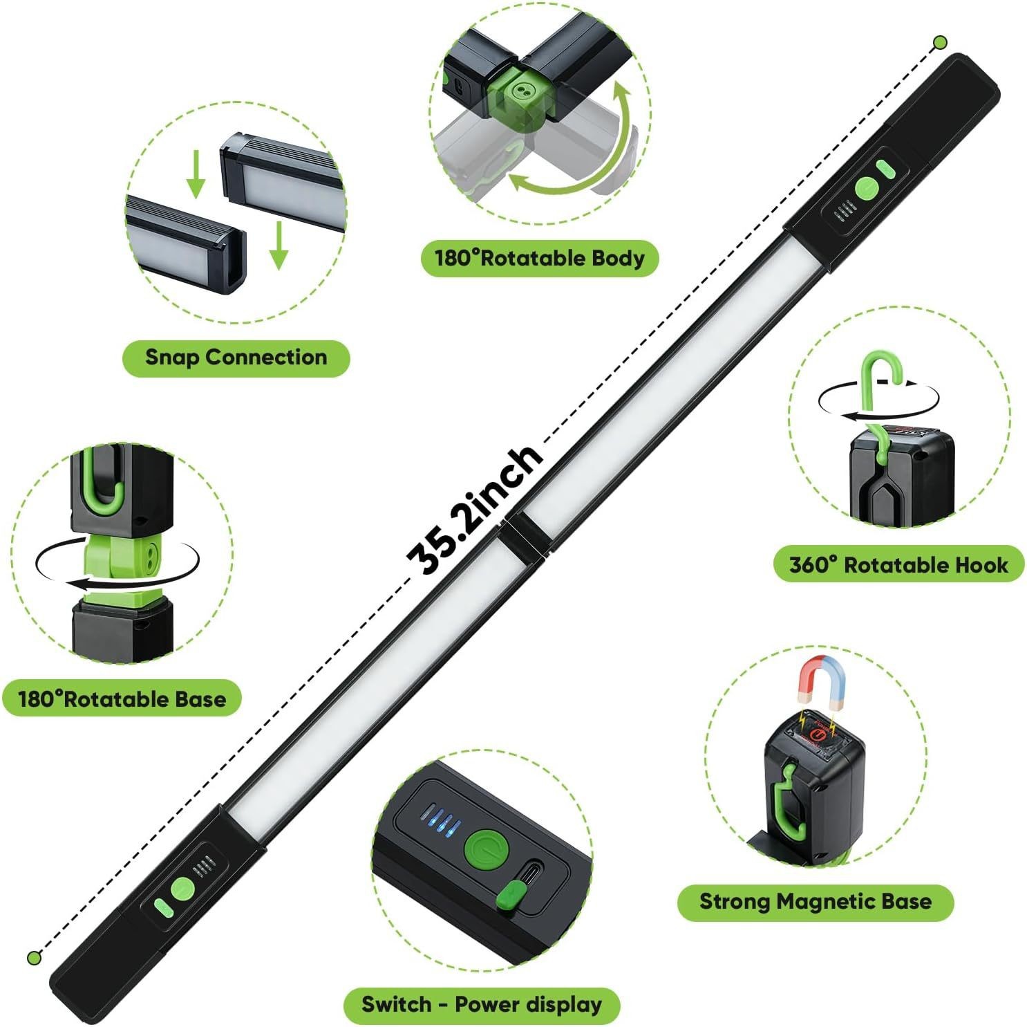 Amazon Cabin Inspection Light Magnetic Led Aluminum Alloy Hood Rechargeable Strip Light Car Maintenance Work Light