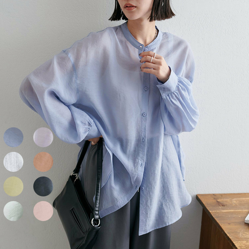 Japan Rakuten 2026 Summer Semi-Transparent Women's Shirt, Slightly Sheer with a Stylish Atmosphere, Summer Sun Protection Layered Long-Sleeve Top Japan Rakuten 2026 Summer Semi-Transparent Women's Shirt, Slightly Sheer with a Stylish Atmosphere, Summer Sun Protection Layered Long-Sleeve Top
