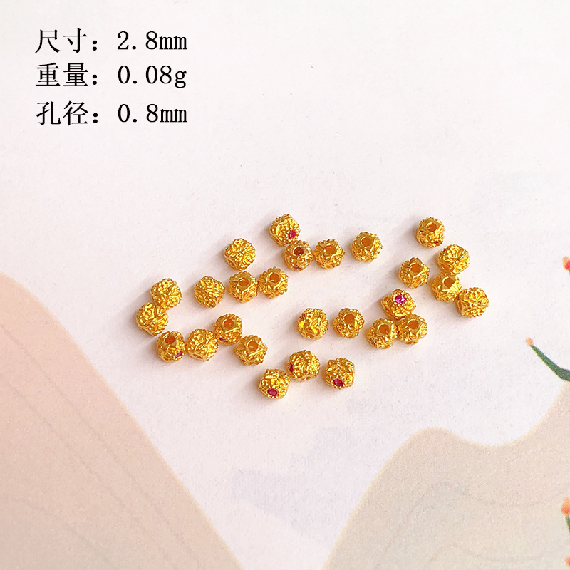 S925 Silver Gold Plated with Diamond Spacer Love Lion Dance Bead Bracelet Accessories Diy Accessories Semi-finished Products