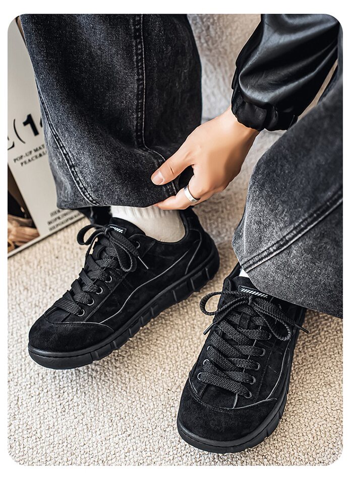 Giày sneaker nam cổ thấp form rộng mũi tròn, đế dày 3 cm, phong cách retro, cỡ lớn — 5018 Kaki, 5018 màu lạc đà, 5018 màu đen chi tiết 22