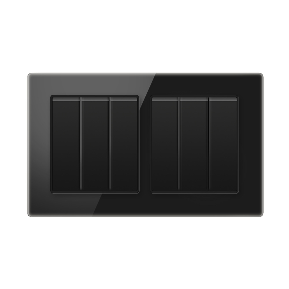 国际外贸专供家用装饰开关插座面板黑色钢化玻璃超薄墙壁暗装开关