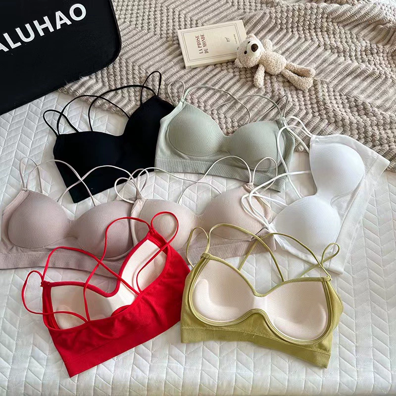 Red underwear, sexy push up bra, top with cups, beautiful back