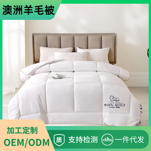 Australian Wool Quilt Pure Wool Embroidered Thick Quilt Spring and Autumn Warm Quilt Core Dormitory Hotel Cross-Border Gift Manufacturer Wholesale