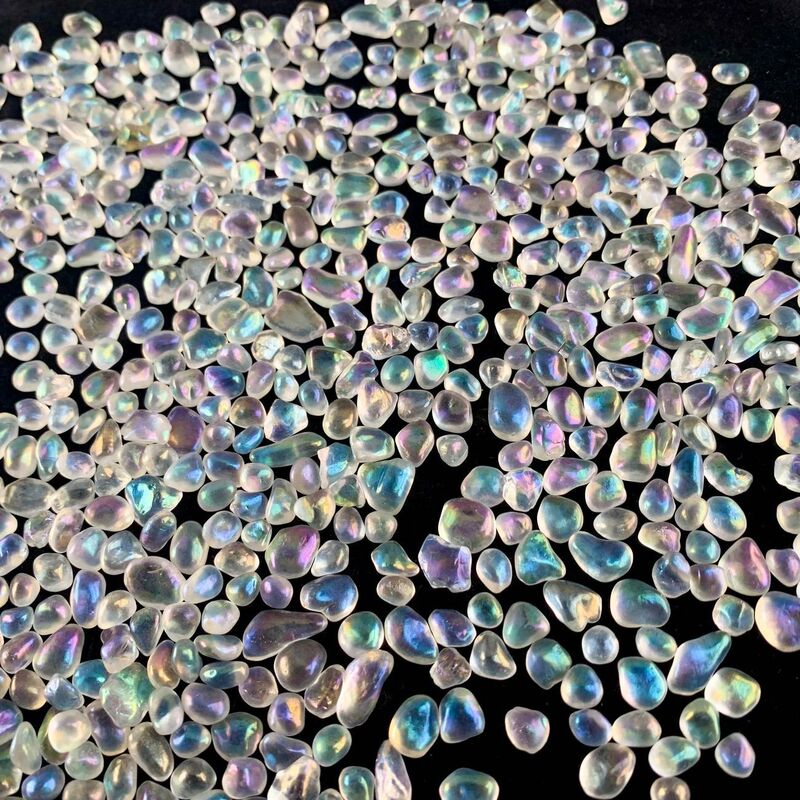 Rainbow Aura Quartz Crystal Chips - Polished Stone for Jewelry Wishing Bottle Indoor Plants Garden Decoration Rainbow Aura Quartz Crystal Chips - Polished Stone for Jewelry Wishing Bottle Indoor Plants Garden Decoration