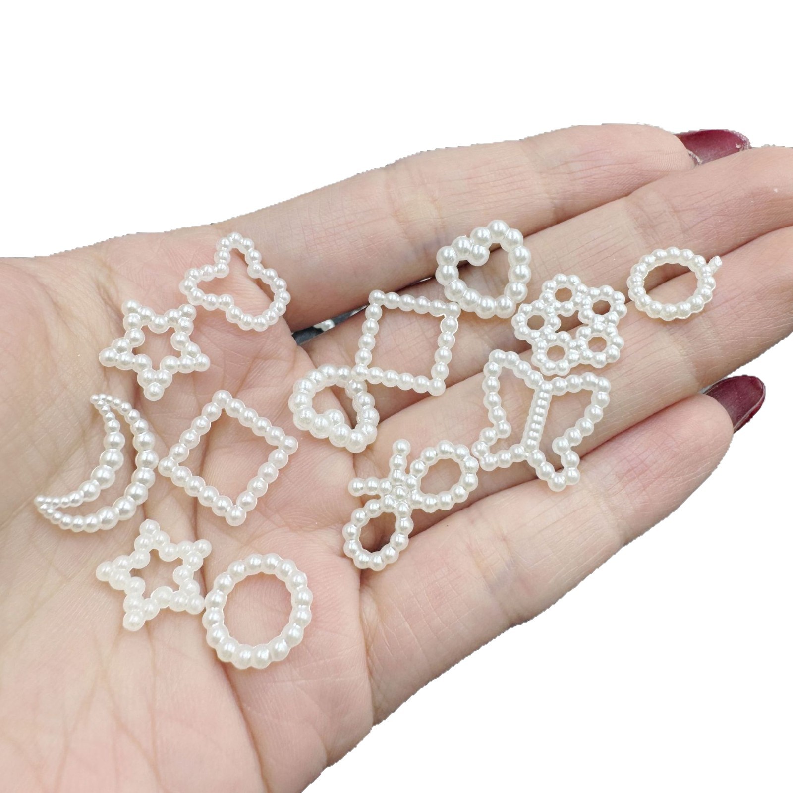 Blanco hueco ABS anillo de perlas hecho a mano DIY accesorios de clip de cabello decoración en línea en vivo