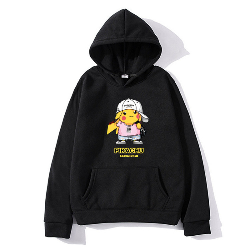 Trendy Brand Cross-Border Best-Selling Unisex Hooded Sweatshirt with Pikachu Print, Pika Pocket Hoodie