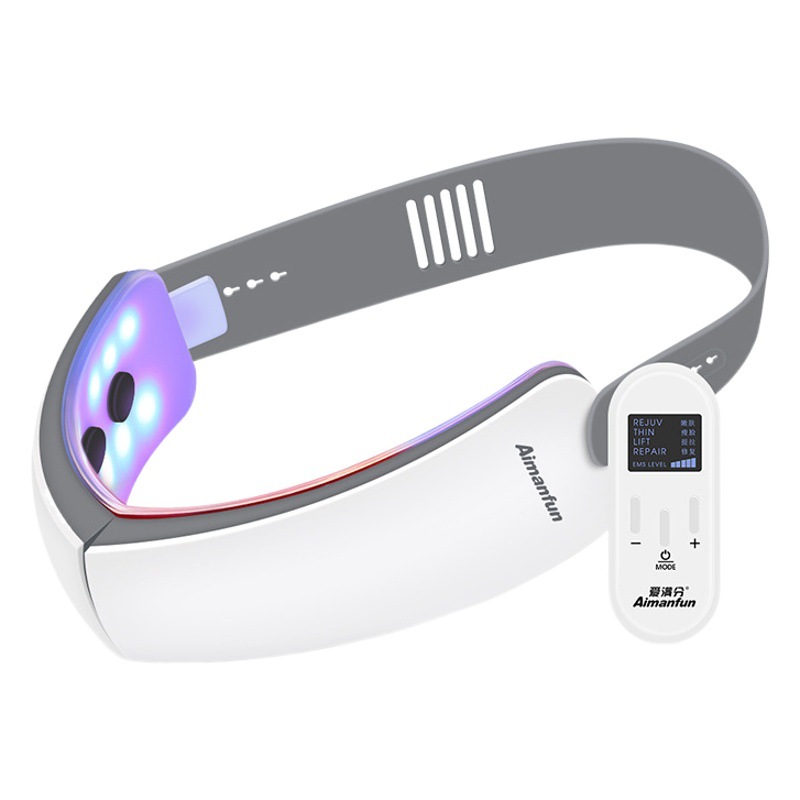 マイクロカレントフェイスリフトツール、赤と青の色光照射二重あご美容器具、振動フェイシャルリフティングVフェイスフェイスリフト器具