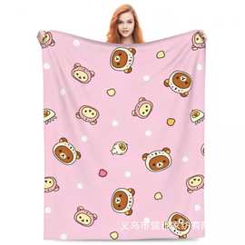 跨境供应卡通法兰绒毯子温暖的沙发椅毛毯装饰印花床单沙发床上毯