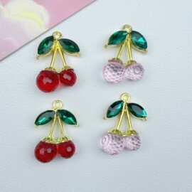 立体樱桃合金配饰diy包 服饰衣帽鞋花头饰手机壳挂件装饰材料批发