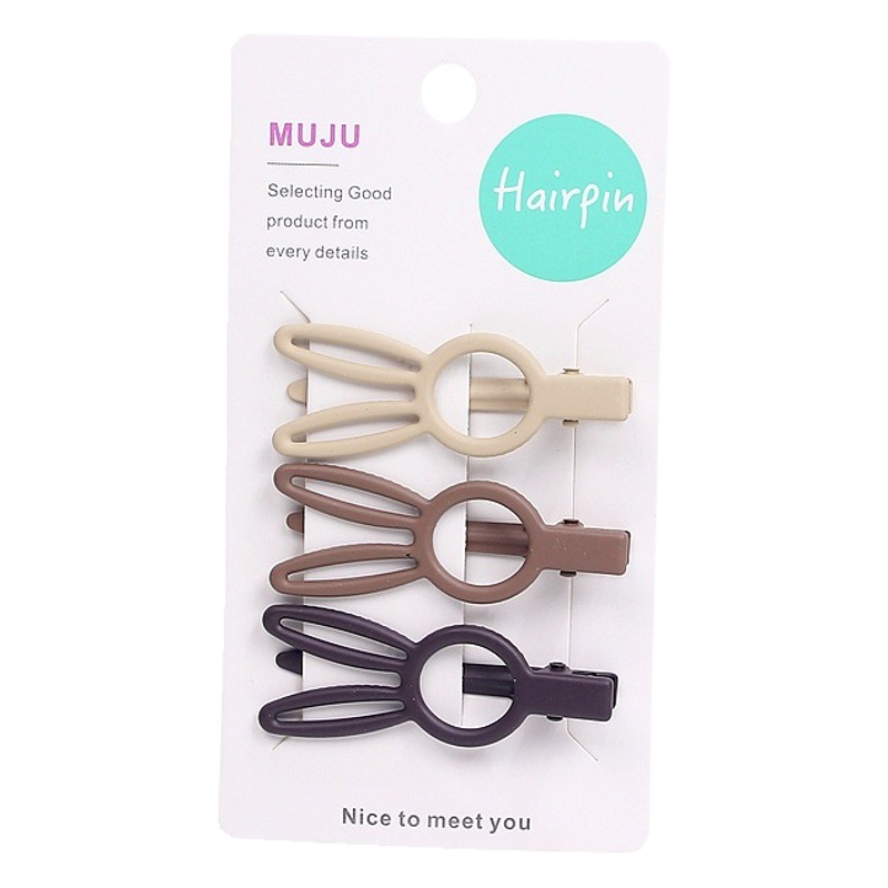Korean version of milk tea color seamless hair clip 3 suit spray paint duck bill clip simple metal side clip broken hair bangs clip