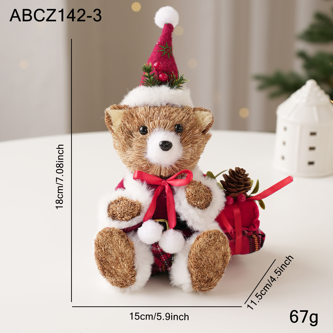 Decoración de escritorio de Navidad transfronteriza espuma de paja osos ardilla muñeca muñeca muñeca decoración de Navidad