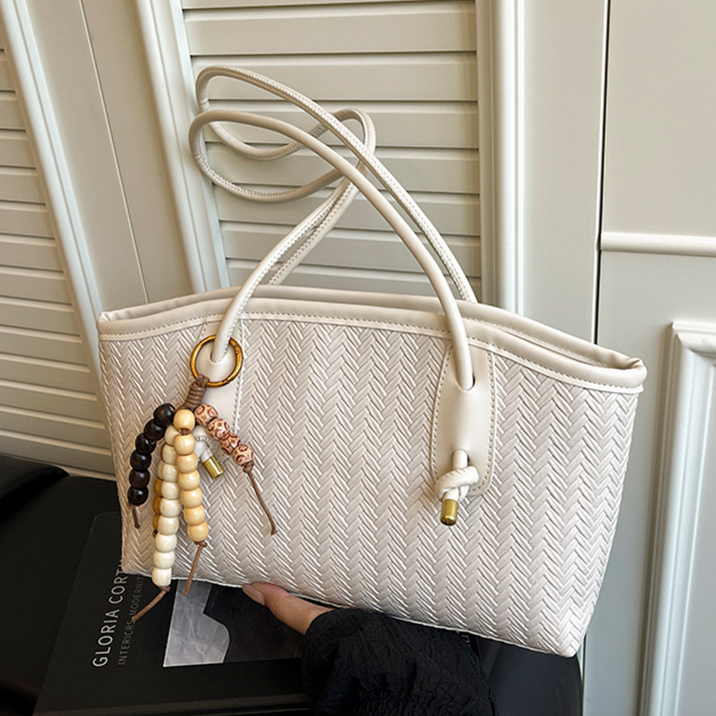 Borsa da pendolarismo alla moda, borsa a tracolla semplice con motivo a rilievo, borsa a spalla singola versatile, borsa da ascella_voghion.com