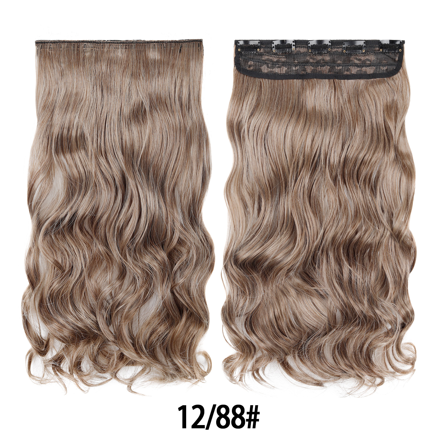 Extensión de Cabello de 5 Clips de 18 Pulgadas de Fibra de Alta Temperatura Rizado para Señoras