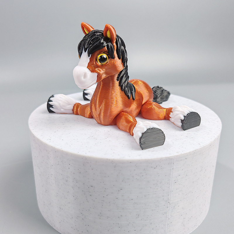 Cross-Border 3D Printed Toy Sunshine Rainbow Little White Horse Joint Tail Movable Creative Ornaments Kidsren's Birthday Gift