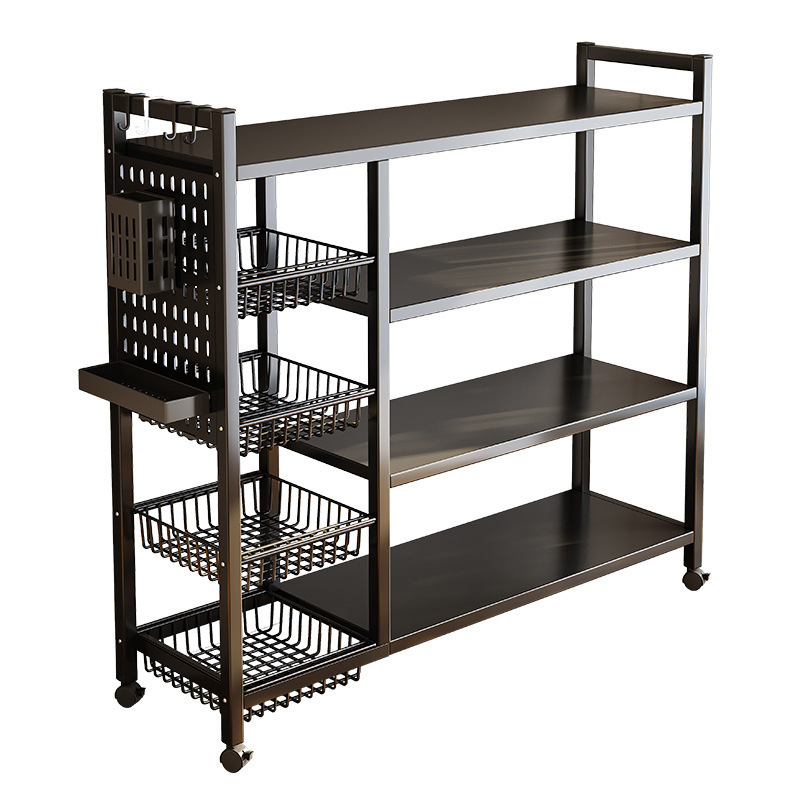 Estante de almacenamiento de cocina Estante de almacenamiento multicapa de piso Cesta multifuncional de frutas y verduras Horno de microondas Estante de almacenamiento de artículos