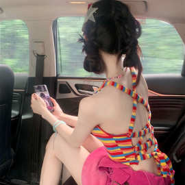 多巴胺挂脖吊带背心女夏外穿海边出片穿搭泰式特辣妹绝美小衣休炘