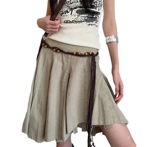 Bohemian ethnic style black braided waist rope women's dress sexy lace up belt y2k waist chain trendy