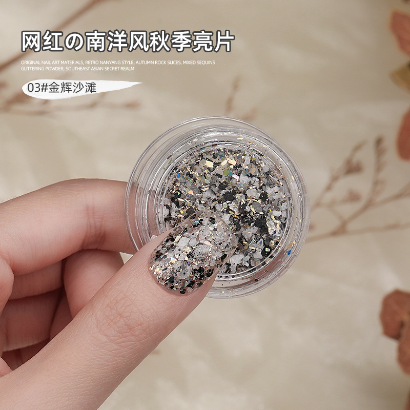 Materiales para decoración de uñas, polvo brillante estilo retro Nanyang, decoración de uñas, accesorios para decoración de uñas con camelia del paraíso secreto del sudeste asiático