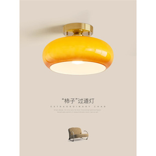 medieval vintage aisle lamp retro glass persimmon entrance lamp japanese-style log balcony cloakroom ceiling lamp