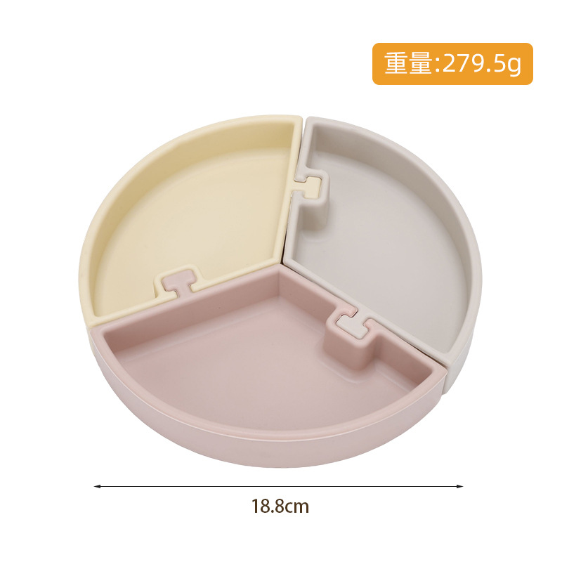 기하학적 3피스 디너 플레이트 - 연근가루, 살구, 베이지