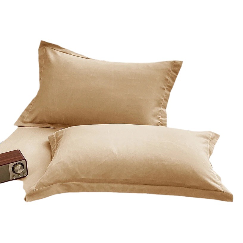 Funda de almohada de algodón lavado un solo par funda de almohada 48cm x 74cm solo doble color sólido transfronterizo al por mayor transmisión en vivo