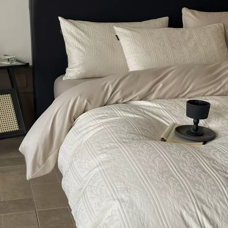 精选优品全棉100支提花四件套轻奢高级感纯棉床单三件套床笠被套