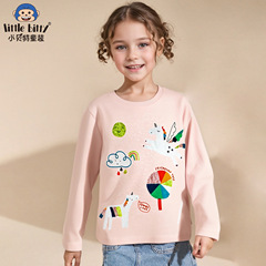 ヨーロッパとアメリカンスタイル長袖秋冬2025子供Tシャツ女の子綿漫画パターンカジュアル長袖Tシャツ子供服卸売