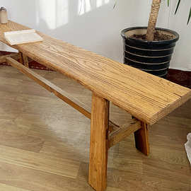 老榆木长条凳旧门板凳复古凳子老门板茶桌凳实木单人凳双人长板凳