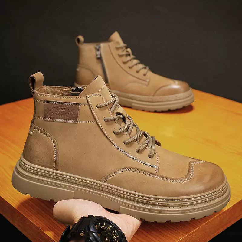 Рабочие ботинки Martens‑стиля, износостойкие, британский стиль, осень, хаки/чёрные/коричневые, 39–44